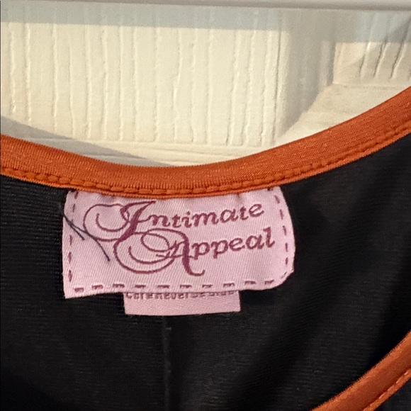 Vintage Intimate Appeal Black Slip Dress Nightgown Contrast Trim - Picture 3 of 5